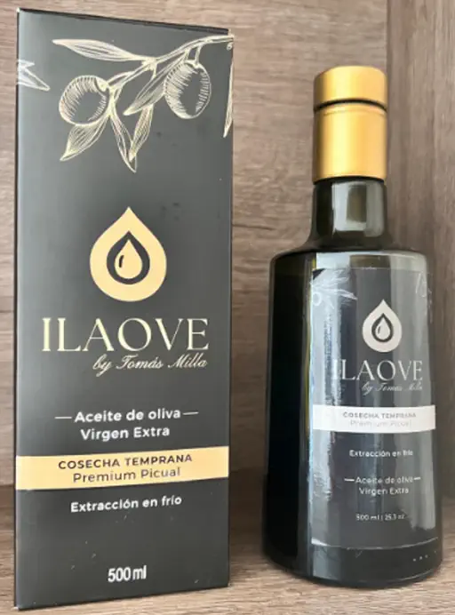 Botella de aceite de oliva virgen extra premium con estuche de 500ml